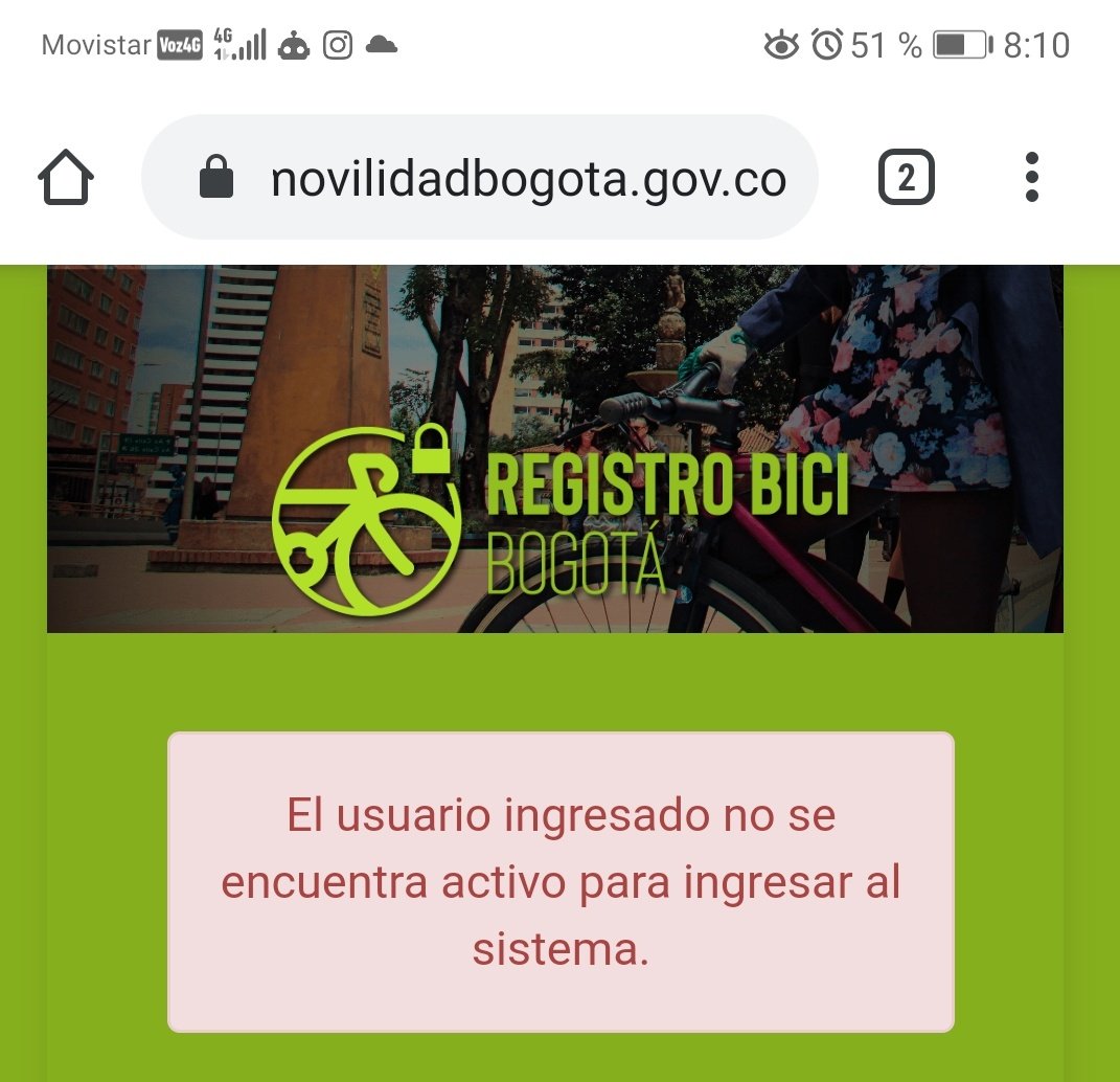 JEOVANYROJAS's tweet photo. @SectorMovilidad Ya cree la cuenta pero no he podido ingresar, aparece un mensaje que el usuario no se encuentra activo, me podrían ayudar por favor? https://t.co/ABQPvCnY5d