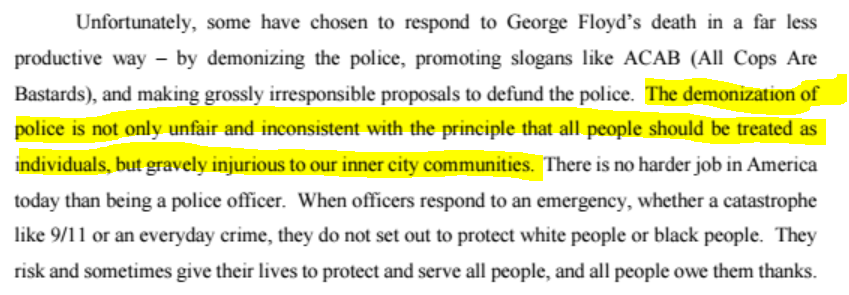 AG Barr calls out the people demonizing the police, promoting slogans like ACAB, and "making grossly irresponsible proposals to defund the police." Calls such actions "gravely injurious to our inner city communities."