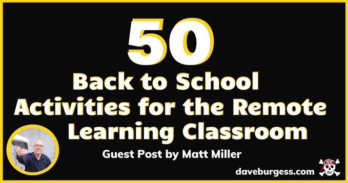 burgessdave's tweet photo. A2: Looking for ways to start school in a #remotelearning setting??? We have over 50+ for you right here!!!! https://t.co/Igha8MUr2U Special thanks to @jmattmiller &amp; @KarlyMoura for curating this awesomeness!!! #tlap #DitchBook #techlap #leadlap https://t.co/kZdjZLtp6A