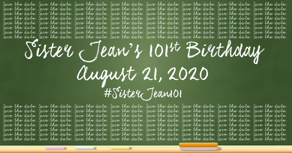 Loyola_Alumni's tweet photo. Have you heard the news? Our favorite nun is turning 101 this year! Stay tuned to our page to find out how you can wish Sister Jean a Happy 101st! In the meantime, save the date!

#SisterJean101 #CalledTogether #LoyolaChicago https://t.co/EIUKLOIJ8I