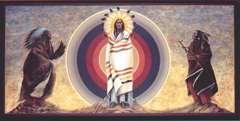9. This is an *evangelistic* theological instinct, too. I love the art of Fr. John Giuliani, a traditionally trained painter who represents Jesus as Native, with entire series of paintings of Jesus incarnated in different Native tribes.