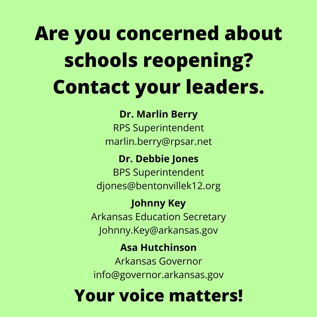 1: COVID-19 has shown how much support our schools & community need. I know how difficult decisions about school re-opening are for everyone involved, especially teachers & families. We need to make sure everyone is able to make the best decision for their family & stay safe.