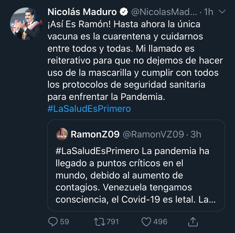 Bandresoficial's tweet photo. Cerca de las 8:30 de la noche Maduro tuitea para recordar que debemos cumplir con la cuarentena y las normas para prevenir el Covid. Unos minutos más tarde nos recuerda con otro tuit que podemos salir a la calle a inscribirnos en el REP. 

¿Salgo o me quedo? https://t.co/i8PukCsa7r