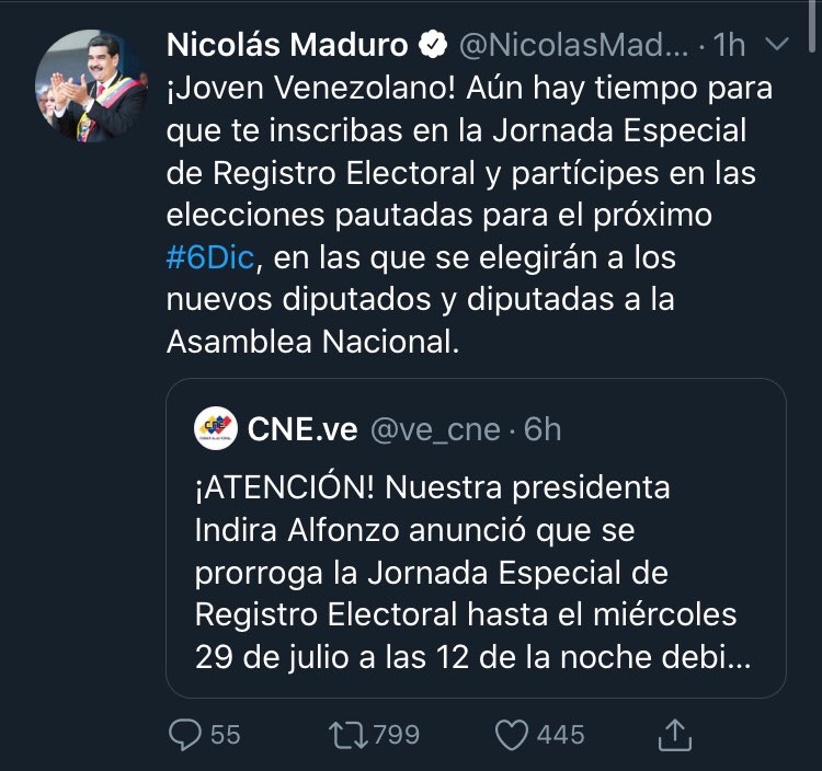 Bandresoficial's tweet photo. Cerca de las 8:30 de la noche Maduro tuitea para recordar que debemos cumplir con la cuarentena y las normas para prevenir el Covid. Unos minutos más tarde nos recuerda con otro tuit que podemos salir a la calle a inscribirnos en el REP. 

¿Salgo o me quedo? https://t.co/i8PukCsa7r