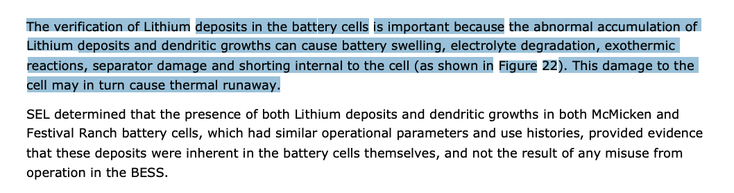 The folks at DNV-GL really know what they're doing and finding this metallized cell is fantastic. This graph in particular is really well written: it bound that the presence of lithium is the root cause for a _number_ of different failure modes. 3/n