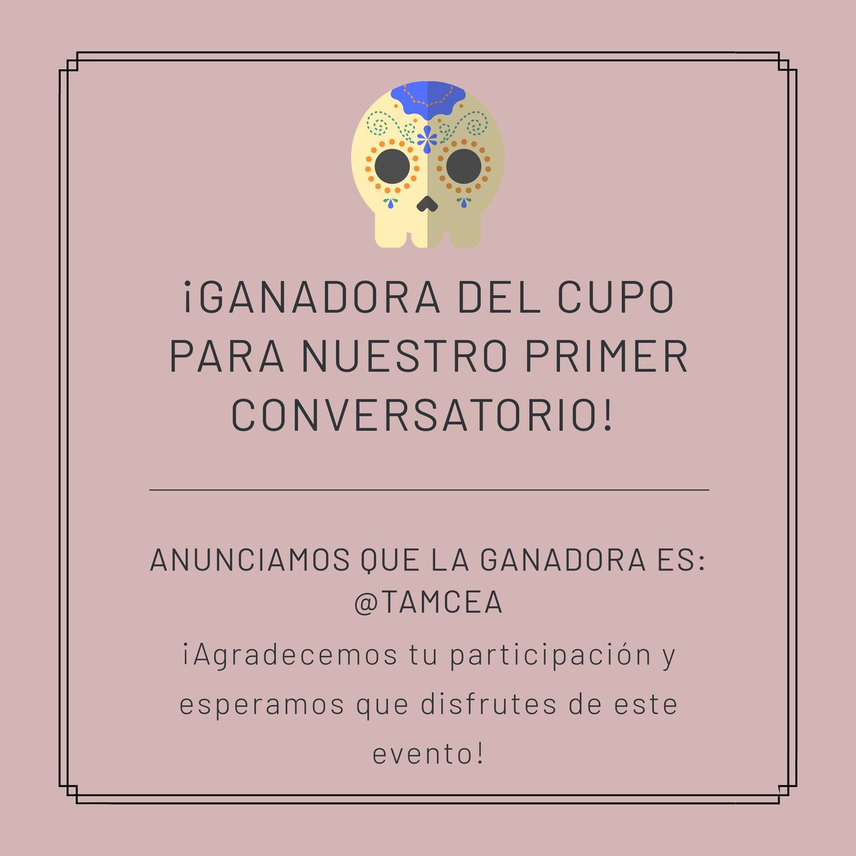 Decca_Chile's tweet image. ¡ANUNCIAMOS A LA GANADORA DE NUESTRO CONCURSO!
¡Felicidades, @tamcea! Disfruta tu premio, te esperamos este miércoles y viernes.

Gracias a todos quienes participaron, esperamos que esta sea una de muchas instancias más.

#DeccaCementeriosChile #ConversatorioMortuorio #Concurso