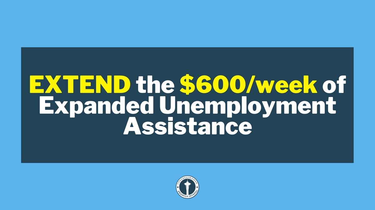RepJayapal's tweet photo. People need more relief to withstand this crisis—not less. Don't end it, extend it. RT if you agree. https://t.co/vkpixMmUbx