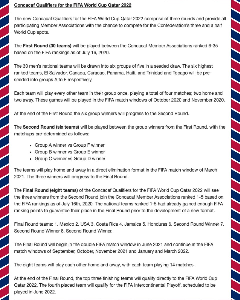 AOFargo's tweet image. Announcement from @Concacaf, the @USMNT will begin its 14-game schedule to qualify for the 2022 @FIFAWorldCup in June 2021.