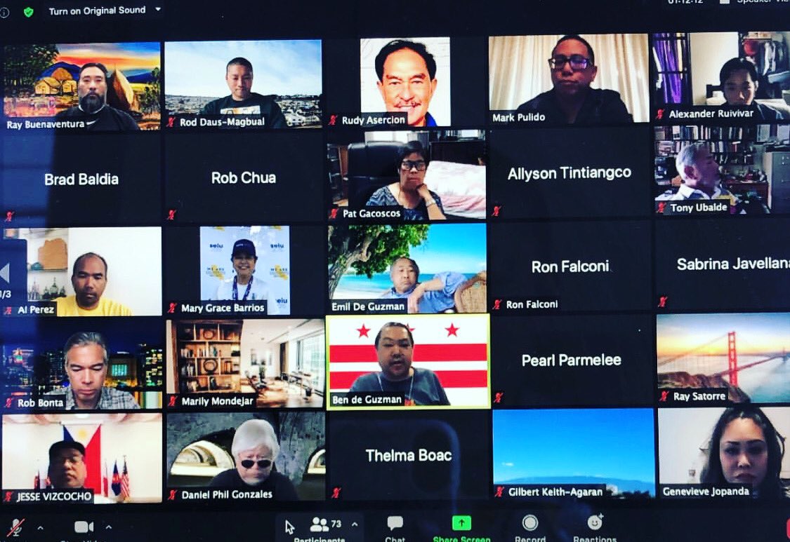 The first Zoom meeting of the Filipino American Elected and Appointed Officials.  #filam #filipinoamerican @RobBontaCA <a href="/MarkPulido/">Mark Pulido</a> <a href="/jessicacaloza/">Jessica Caloza</a> <a href="/dalycitymayor1/">Glenn Sylvester</a> <a href="/juslynmanalo/">Juslyn Manalo</a> <a href="/ronfalconi/">Ron Falconi</a> <a href="/TJCoxCongress/">TJ Cox</a> <a href="/MarjanPhilhour/">Marjan Philhour 邁珍</a> <a href="/MelissaRamoso/">Melissa Ramoso</a> <a href="/MarkNagales/">Mark Nagales</a> <a href="/ToddGloria/">Todd Gloria</a> <a href="/GinaOrtizJones/">Gina Ortiz Jones</a>