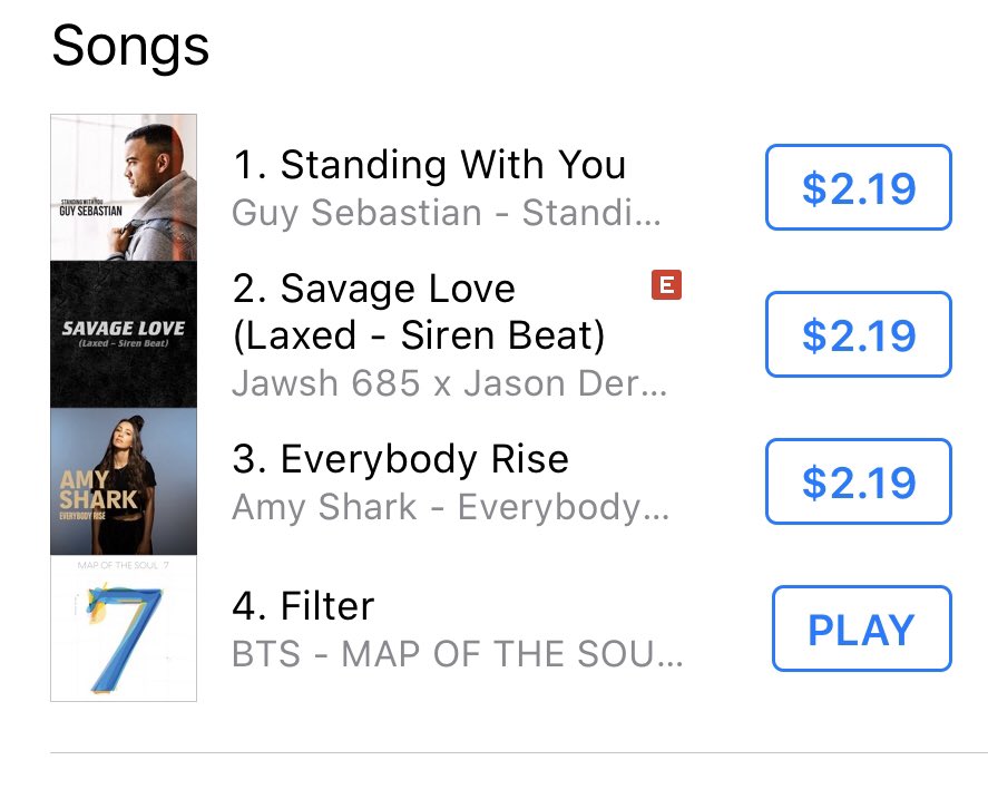 BTSTRAYA's tweet photo. After the success of #FilterAUSParty on Sunday evening it’s still amazing to see Filter by Jimin of @BTS_twt in the Top 5 of Australian iTunes! 🤩 🇦🇺

#MTVHottest BTS @BTS_twt https://t.co/JsE0gU0E1k