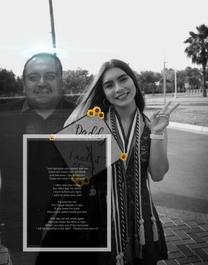 My boyfriend knew how much I’ve cried because my father didn’t get to live long enough for my graduation so he decided to edit my favorite graduation picture 💙🥺✝️