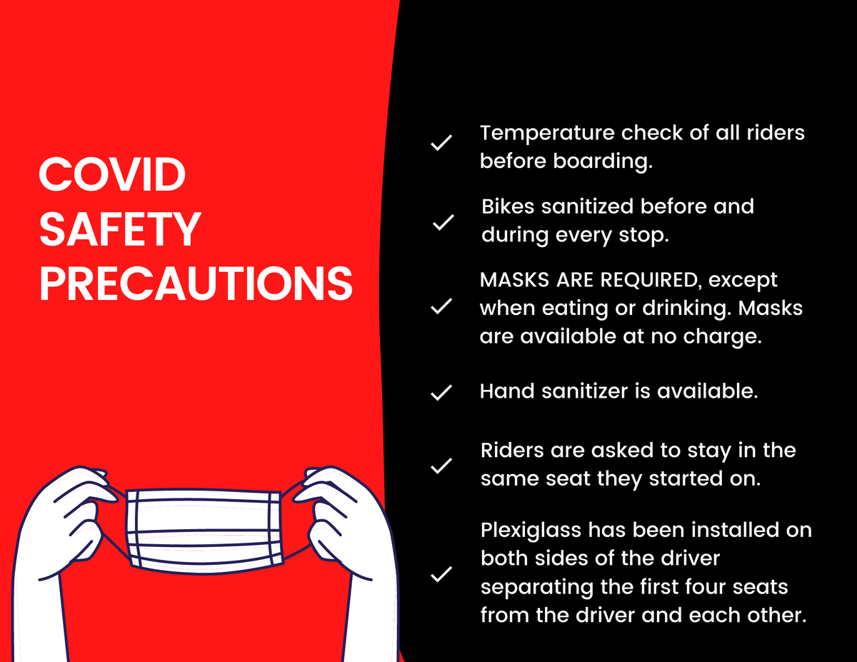 STLCycleSaloon's tweet photo. With the increase in Covid cases, we wanted to reassure you that we are, &amp; have been, taking extra precautions on the bike. MASKS ARE REQUIRED except when eating or drinking, just like a restaurant. Please be patient with our drivers as they are just trying to keep everyone safe. https://t.co/ggCn2AgC2X