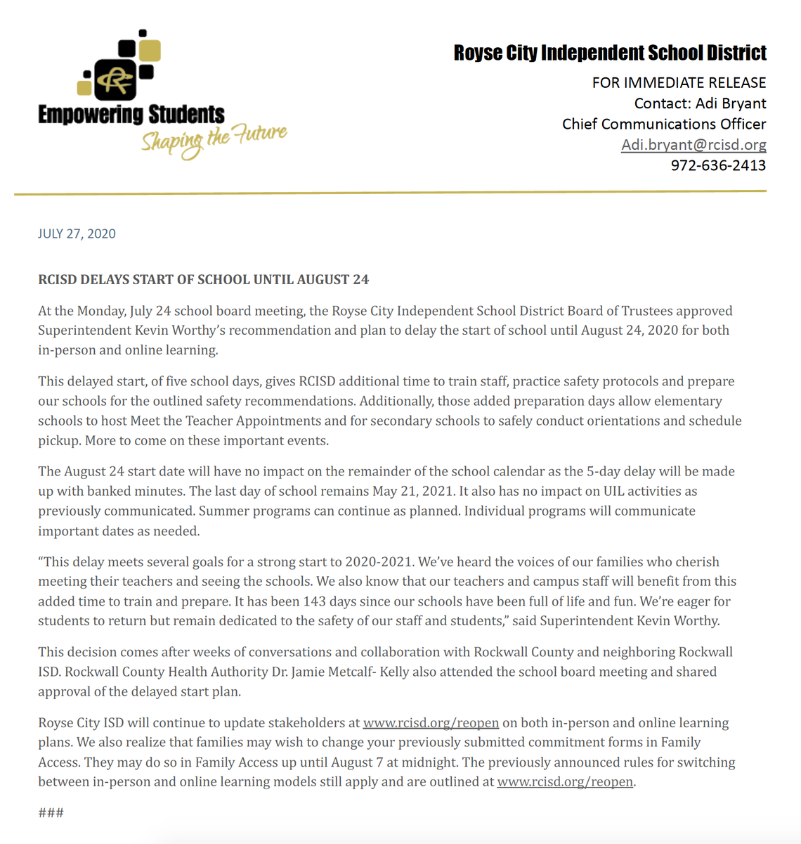 Royse City ISD tweet media