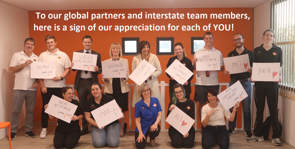 TraumaSimGroup's tweet photo. Please meet just some of the great people that make TraumaSim the global success it is today ! From the dedicated, local and interstate staff and employees to our valued international suppliers, distributors and partners worldwide, we couldn’t do it without you, so THANK YOU 🧡 https://t.co/SUDZ9SlrDw