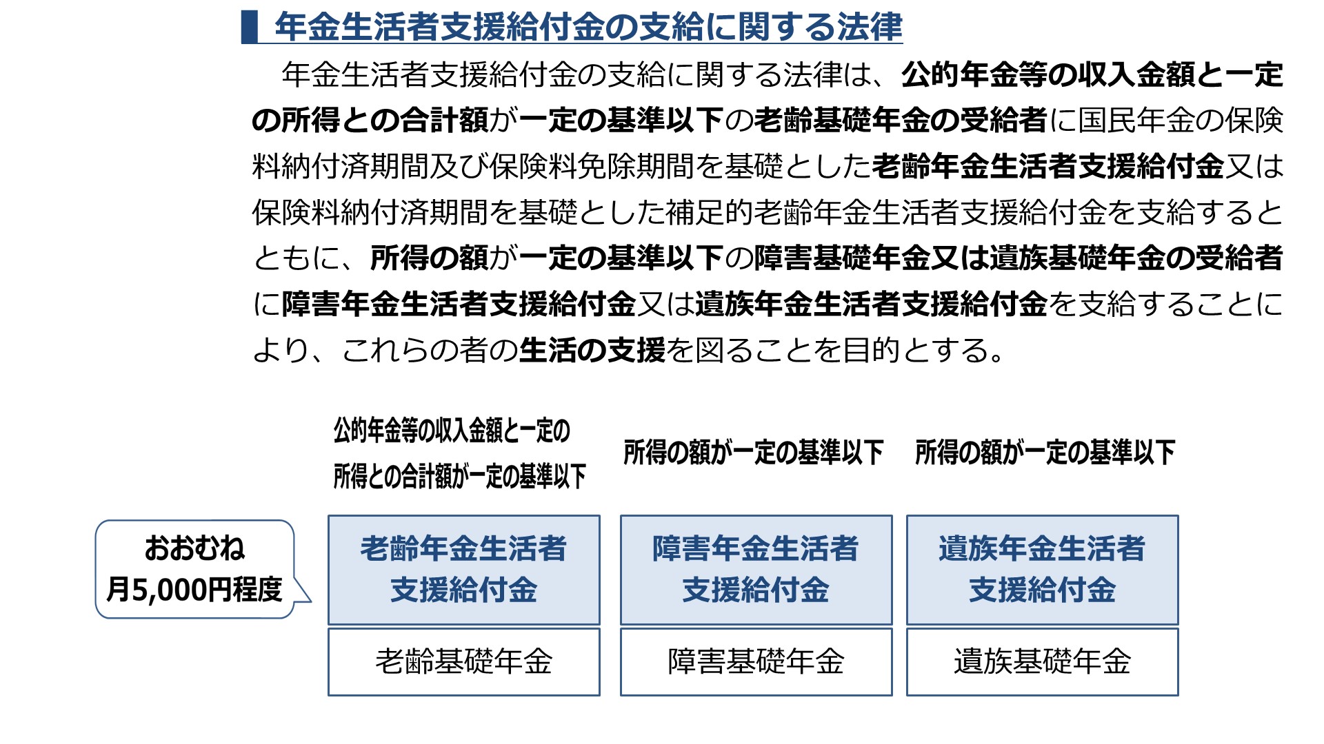 年金 生活 者 支援 給付 金 の 支給 に関する 法律