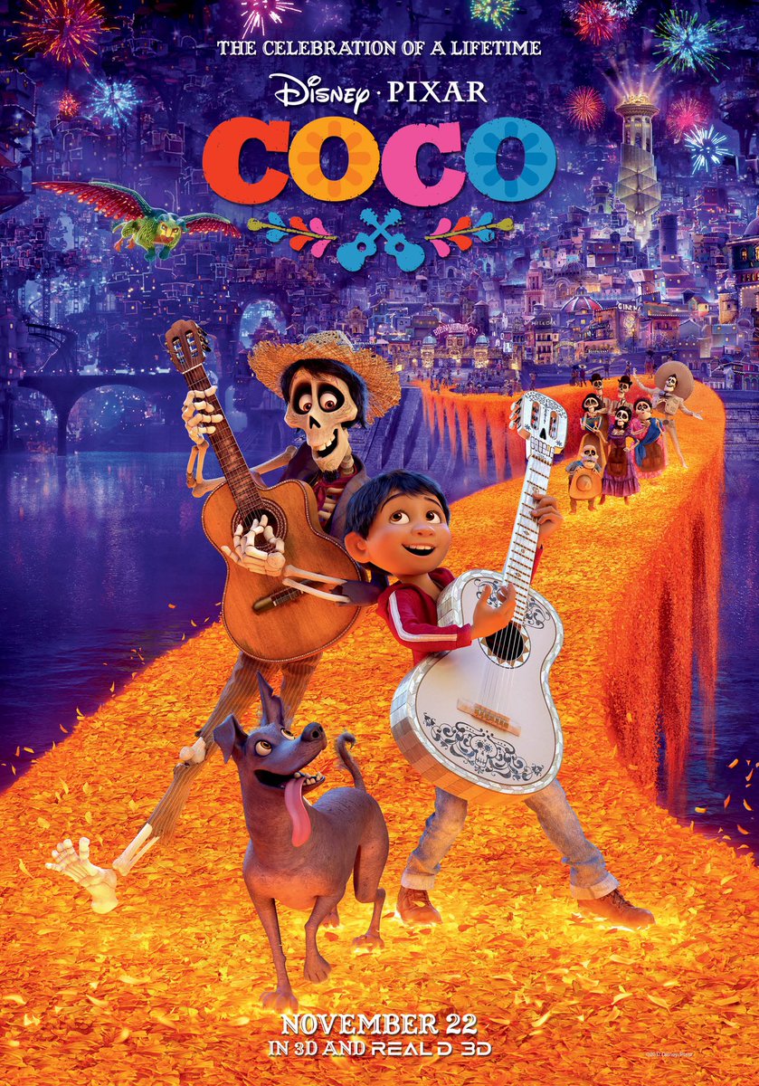 PIXAR FINAL 4...4 Coco. Gorgeous to look at. Amazing story of life, death, and family...a bit of a slow start to explain premise but then it builds and soars. Family is everything and we were meant to be together..