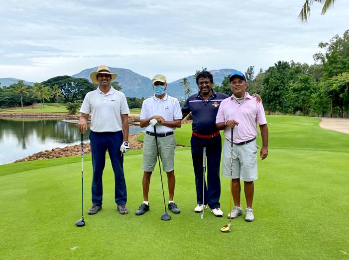 #golfdiary At Golfshire a couple of days ago, with George Phillip, GS Ravi and Vinod Chinnappa