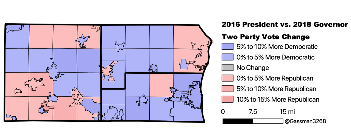 When looking at the vote change map you can see how Evers did better almost everywhere in Kenosha County. Biden will want to either copy or improve upon Evers' performance. 4/5