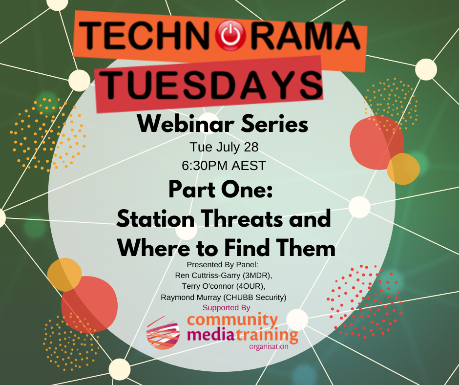 technorama_aus's tweet photo. 🚨 TONIGHT! 🚨 

Tuesday July 28 - 6:30PM AEST 
Part One: Station Threats and Where to Find Them
https://t.co/w0a4AHraii

In Part One,  we're taking a deep dive into how you can identify threats to your station's security and we'll serve our six station security success top tips! https://t.co/AynK7MRSSr