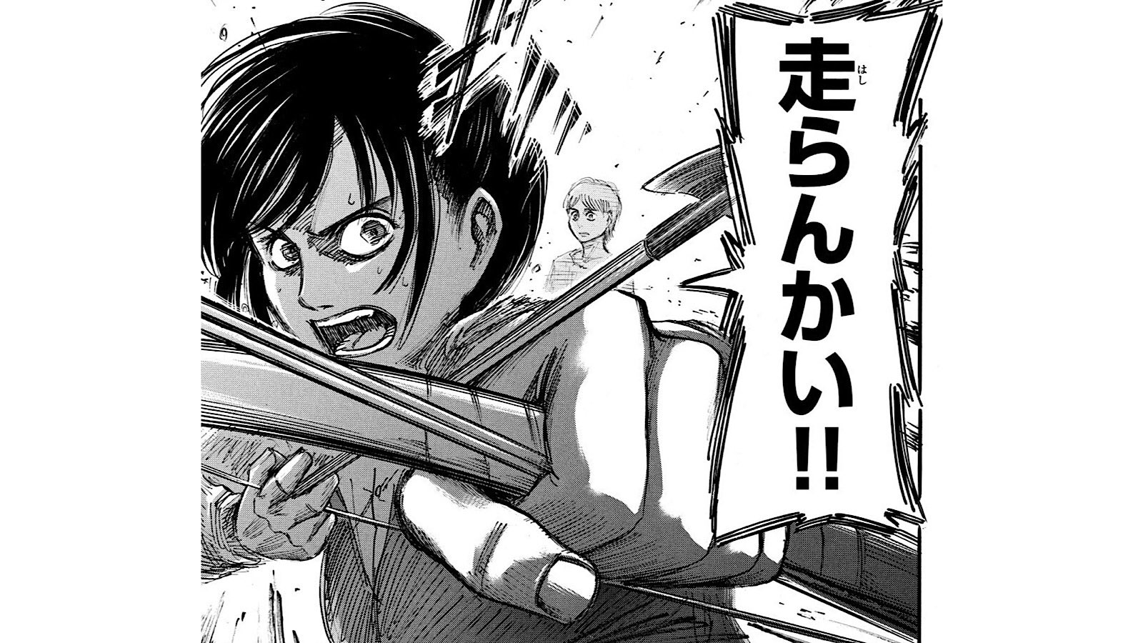 進撃attack 第36話 ただいま 今回はサシャがメインのお話 カヤを助けるため弓矢で巨人に立ち向かう姿がカッコいい 故郷の言葉でカヤを鼓舞するのもいいよね 今日7月26日はサシャの誕生日 もう帰ってこないと思うと悲しい 進撃の巨人 サシャ生誕