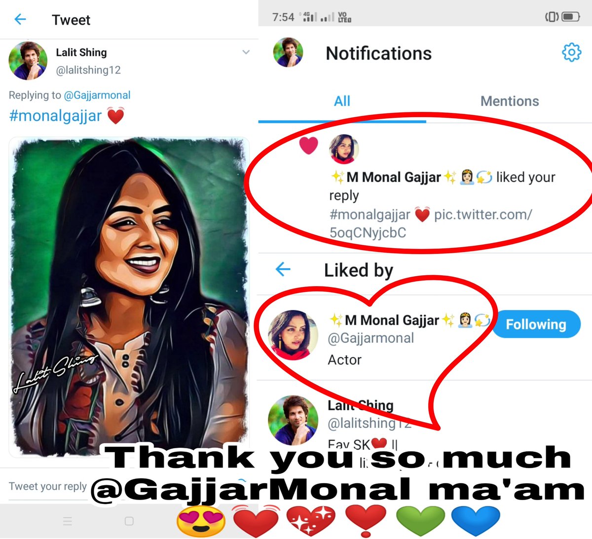 AdityaKashyapT's tweet photo. #Reva #familycircus #thaijashe #iwish #aavtarukarinakhu Gujarati movies , #kaagaz Hindi movie and 
#sudigadu #sigaramthodu #dracula2012 Telugu movies beautiful actress 
" #monalgajjar " liked my edit 🎊🎉😊😍.
Thank you so much @Gajjarmonal ma'am 😍💖💙❤️❣️💓💚 https://t.co/uetwvHZB4h