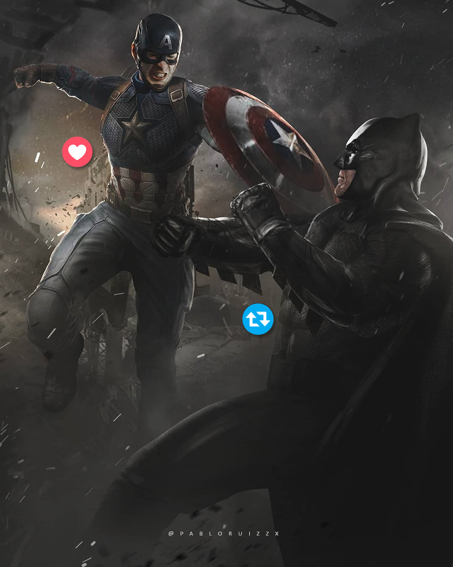 Cinemex's tweet photo. En este #VS entre dos grandes superhéroes ¿quién ganaría en una batalla? ¿#CapitánAmérica o #Batman? 🤔
.
.
✍️ @pabloruizzx https://t.co/2yj1MoVE9x