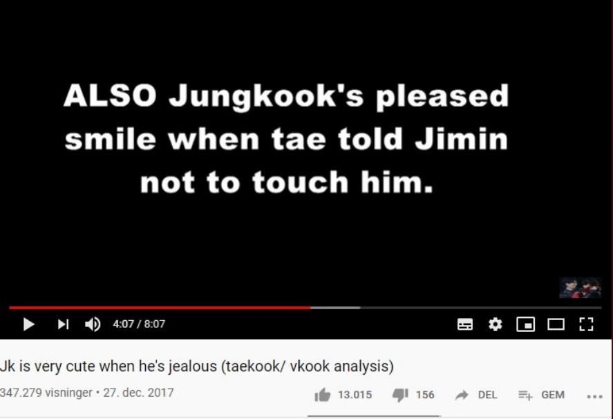 With more than 300k subs, she`s portraying all the 3 members in a negative light. JM and JK interactions are all fanservice, JM a tease going bet. the two, TH and JK in a toxic (always jealous) relationship. And these are being watched even by children and new fans!