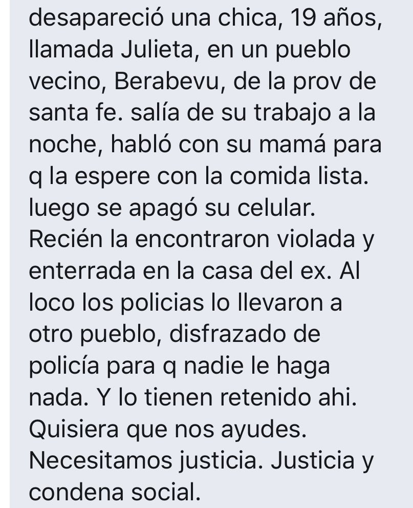 LenaNarvay's tweet photo. ENCONTRARON A ESTA CHICA ASESINADA POR SU EX NOVIO, ENTERRADA EN LA CASA DE ÉL QUIEN DIJO QUE “SE LE FUE DE LAS MANOS” 
EN SANTA FÉ. 
DIFUNDIR POR FAVOR #JUSTICIAPORJULIETA https://t.co/JnSW3jRsze