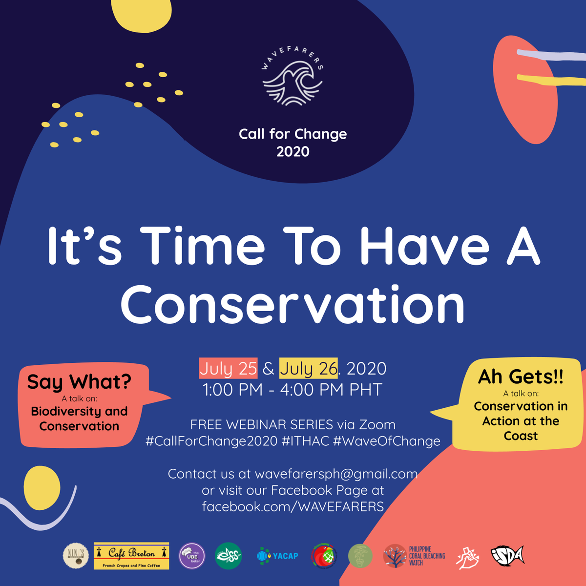 wavefarers's tweet photo. Still can't join the second session of our webinar, "It's Time to Have a Conservation"? We gotchu AGAIN! 😎 Here's a live thread of "Ah, Gets!", a talk on biodiversity and conservation!
Don't forget to use our official hashtags!
#CallForChange2020 #ITHAC #WaveOfChange https://t.co/Fir2yDoulI