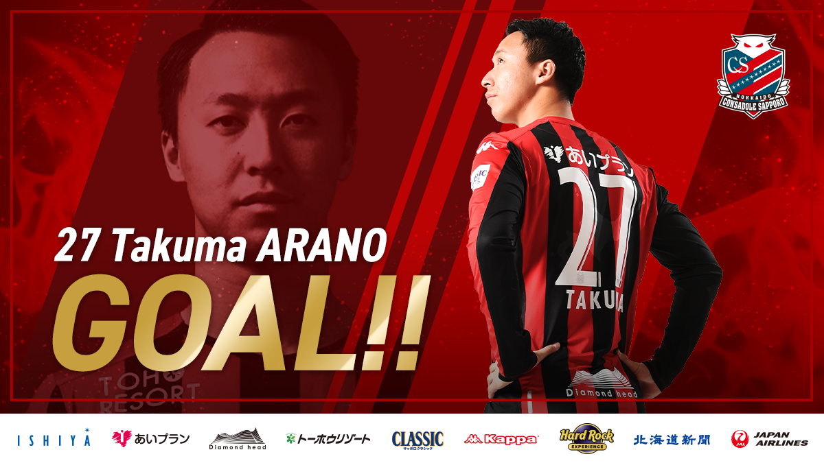 北海道コンサドーレ札幌公式 前半18分 札幌さらに追加点です チャナティップ 選手からのパスを受け 右足を振り抜いた荒野選手のシュートが マリノスゴールに突き刺さりました 先制点を許してからすぐに試合をひっくり返しました 札幌2 1横浜fm 北海道コンサドーレ札幌公式 前半18分 札幌さらに追加点です チャナティップ 選手からのパスを受け 右足を振り抜いた荒野選手のシュートが マリノスゴールに突き刺さりました 先制点を許してからすぐに試合をひっくり返しました 札幌2 1横浜fm