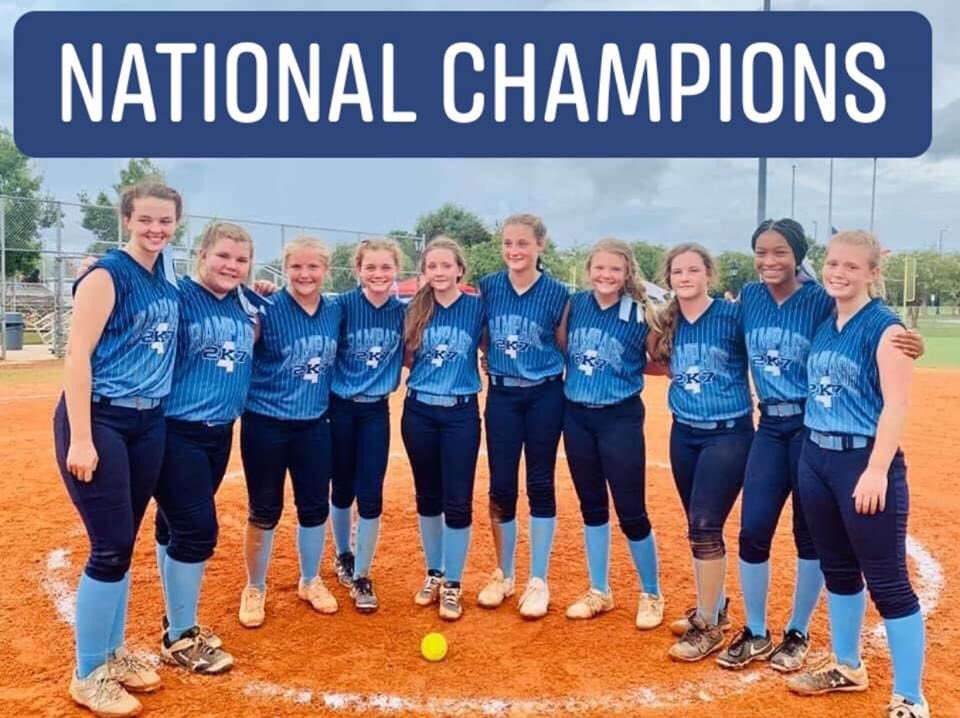 Congratulations to Kate Simpson, Ella Tierce and their team on being the 2020 USSSA 12U National Champs!!! 💪🏼🥇🏆

Way to go ladies and coaches!! 💙💙💙