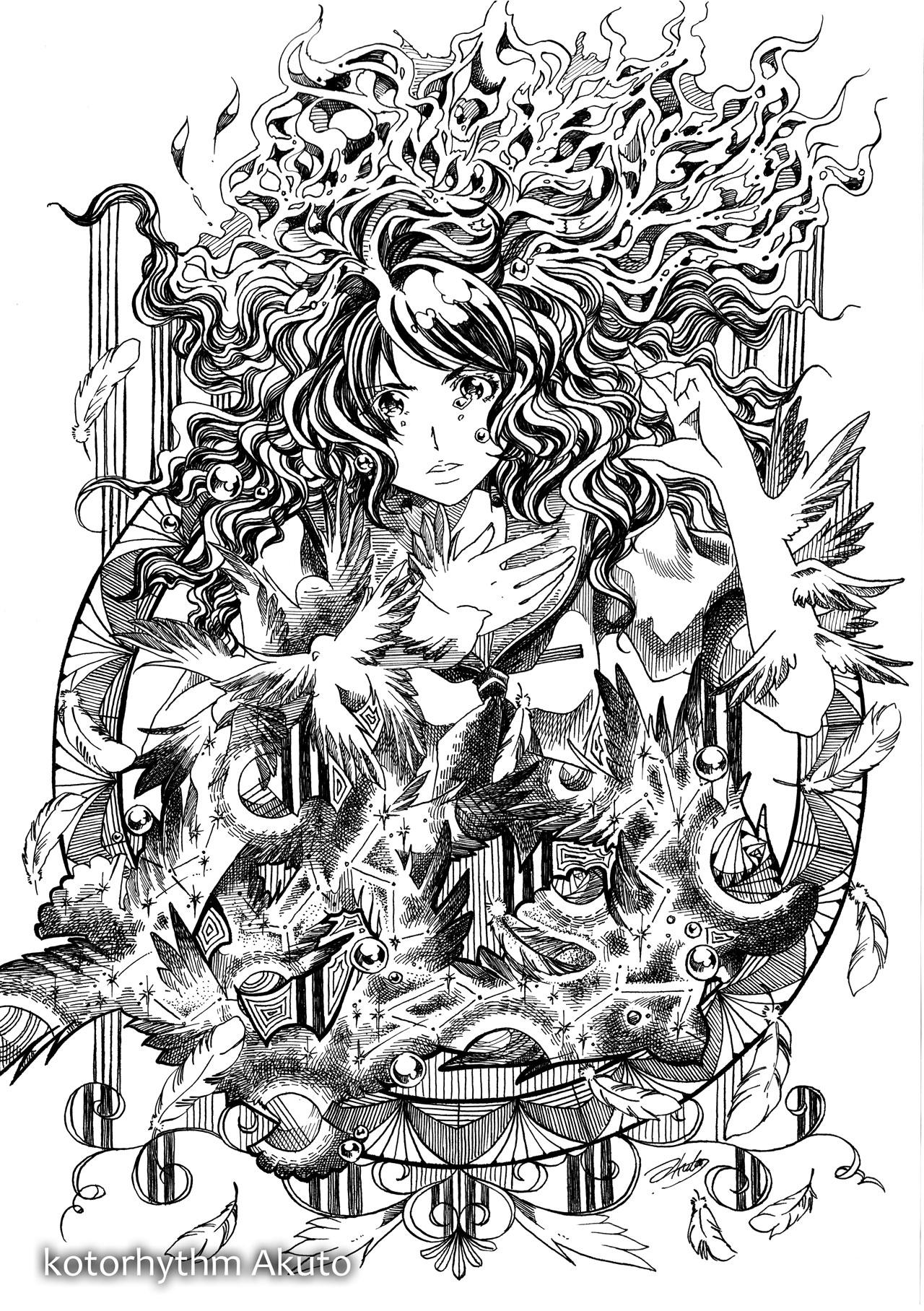 Akuto 花鳥a 9 10 絵をモノクロにするとかっこいい ペン画 もともとモノクロです Akuto 花鳥a 9 10 絵をモノクロにするとかっこいい ペン画 もともとモノクロです