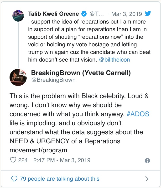 Political disagreement shielded Talib's tirade. He became triggered by being called "loud and wrong" openly by Carnell.Carnell's movement  #ADOS demanded specific policy in exchange for their votes, which made them a threat to the Democratic Party's aim to unseat Trump.