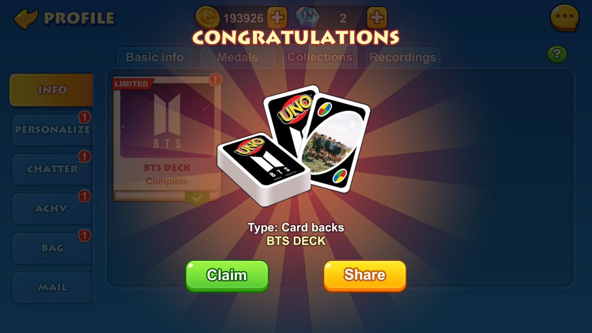 Patty_twt's tweet photo. Finally after a month long journey I was able to complete BTS deck cards 😊😭🤧
#UNOXBTS

@UNOMobileGame https://t.co/5hXdsOP7KZ