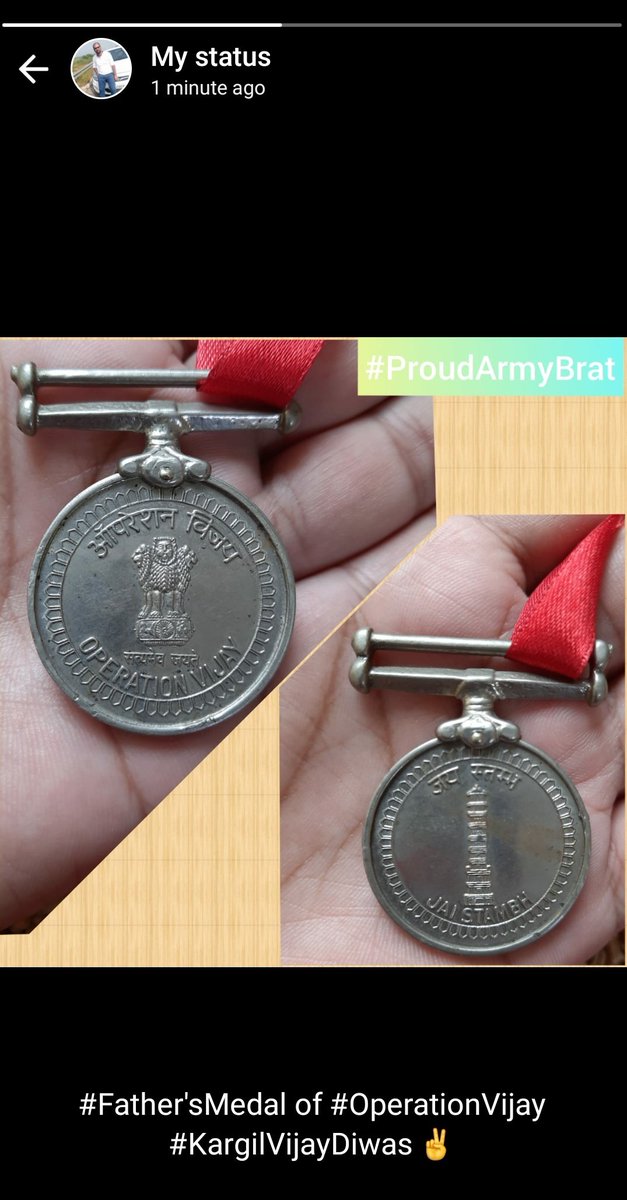 pankaj5420's tweet photo. My Father's medal of #OperationVijay✌️ #KargilVijayDivas #कारगिल_विजय_दिवस #kargilheros #JaiHind https://t.co/XrFpORxlAp