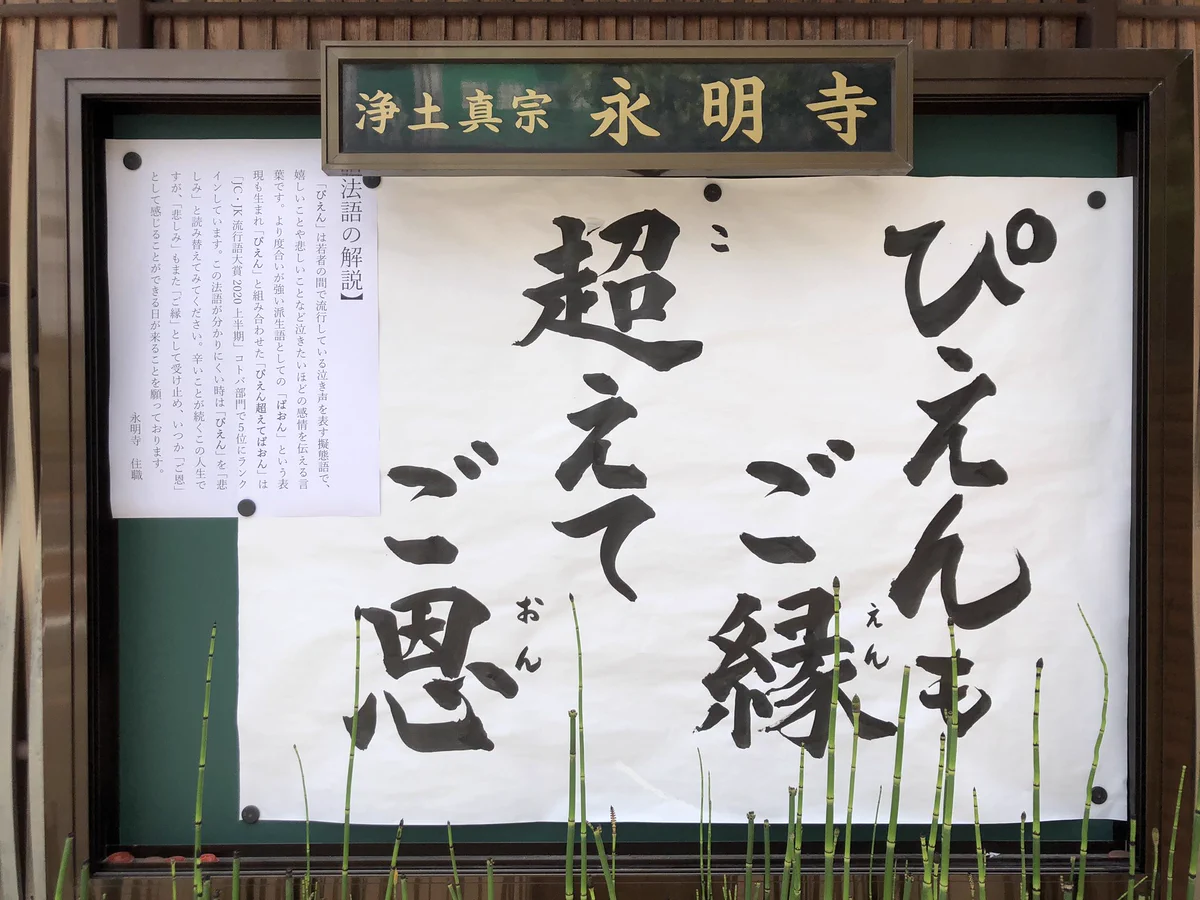 お寺の看板の法語にぴえんwww複数の方から説明を求められついに解説が！