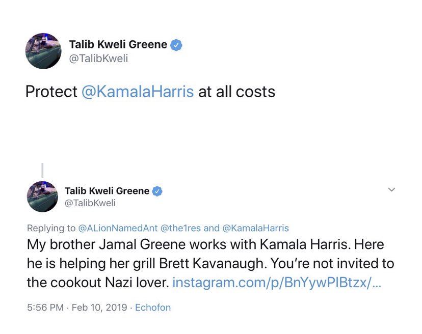 Kamala Harris was the first candidate vetted by  #ADOS & failed due to her past & current record. Talib Kweli having brother connected to Harris, initiated a misinformation war against  #ADOS, in collusion with Joy Reid, MSNBC, & her attack dogs, Mark Thompson Shireen Mitchell.