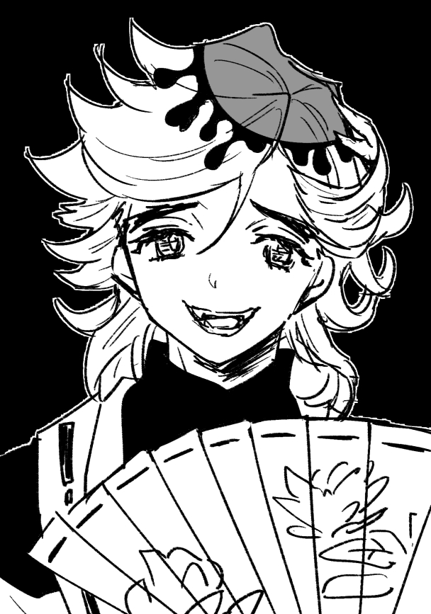 >うた子さん、こんばんは!前回逃したエアスケブと聞いて(見て)飛んできました。よければ鬼○の刃に出てくる童磨をお願いします。うた子さんの可愛くて綺麗な絵柄と手足を切り落とす性癖の組み合わせめちゃくちゃ最高です!

な、なぜ伏せる…髪の毛どうなってるか分からなくてカラーで描けなかった 
