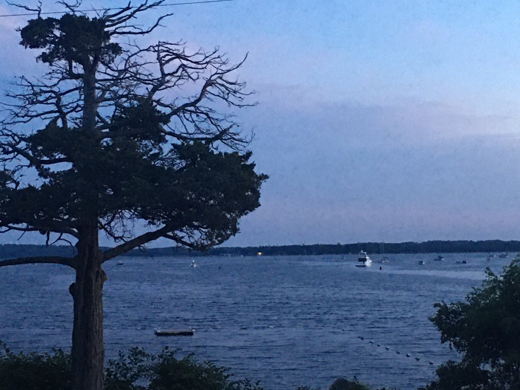 SimplySuzy's tweet photo. The view inside is chaos for now; the view outside more than makes up for it. #FirstSleep in our home where we watch the tide roll in and the osprey family fly overhead. #PostcardPoint is smaller and simpler~which is just what the doctor ordered. Visitors welcome! #GetToThePoint! https://t.co/zKacLsU7xP