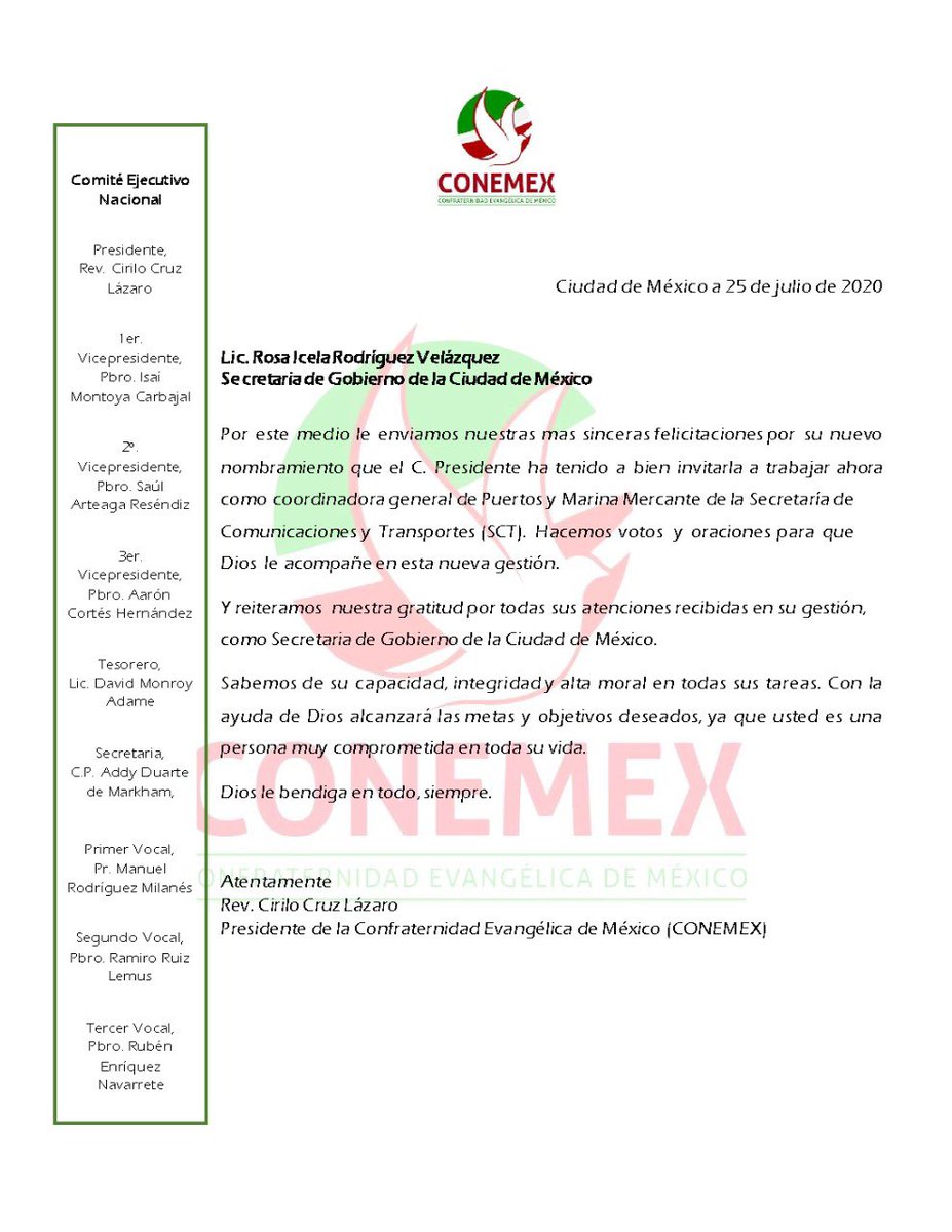 CONEMEXAR's tweet photo. Lic @rosaicela_ le enviamos nuestras felicitaciones por su nuevo nombramiento como coordinadora general de Puertos y Marina Mercante de la Secretaría de Comunicaciones y Transportes (SCT). Hacemos votos y oraciones para que Dios le acompañe en esta nueva gestión. #CONEMEX https://t.co/uOogfmnjFK