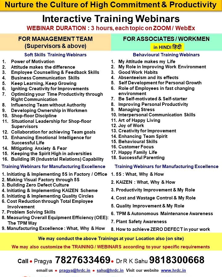 pbhrdc's tweet photo. Training Webinars are the link between People, Performance and Profit. https://t.co/2ftqkXcT9W
#interactivelearning #webinars #trainingprovider #trainingprograms #supervisoryskills #managementtraining #managementdevelopment #executivetraining #workmentraining
@hrdc_delhi https://t.co/uG98d5Eo98