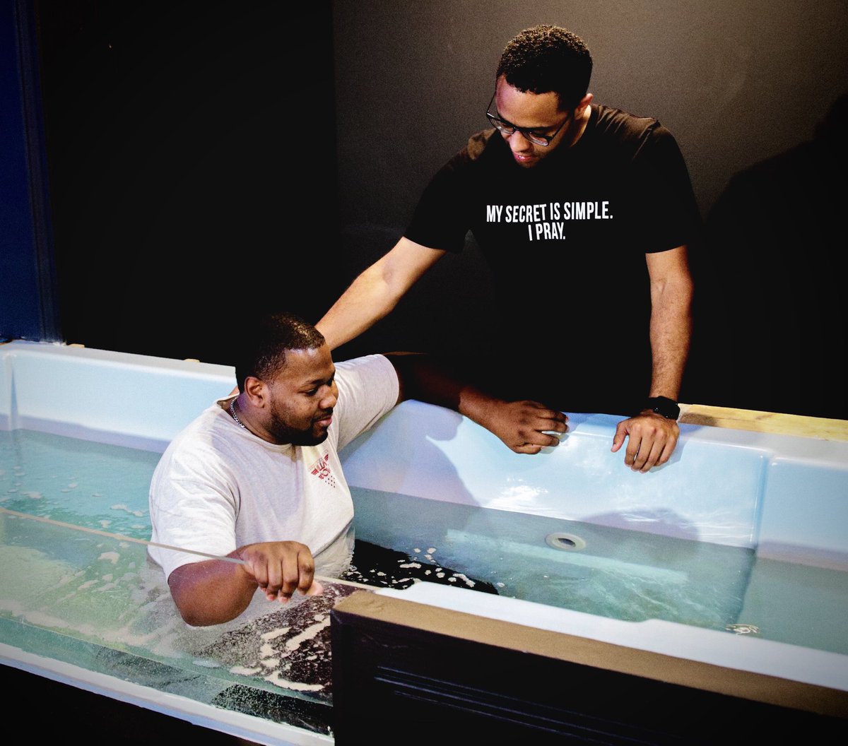 MyronWidemanJr's tweet photo. Phillip moved here from out of state a few years ago. He had no family here in Georgia. That changed tonight. He was baptized in Jesus name! 🔥💦 @DeKalbUPC https://t.co/OS4RUH4duA