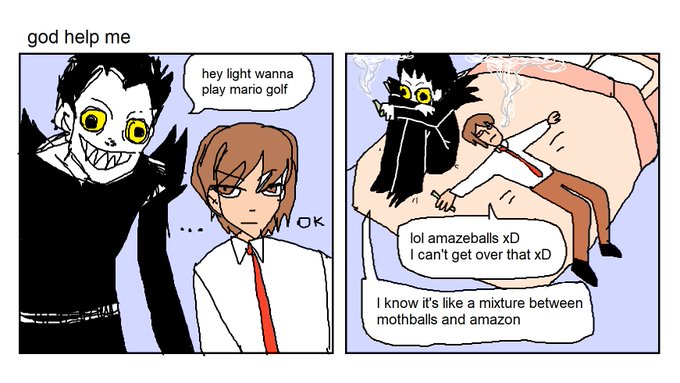 [death note; cw drugs] my gf has this headcanon where mario golf is just. their code for weed 