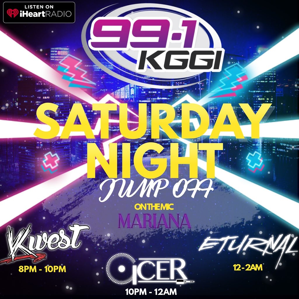 Tune in #saturdaynightjumpoff Starting at 8pm on <a href="/991kggi/">99.1 KGGI</a> #wereinthemix #radio #mixshow #iheartmedia #iheartradio #991kggi