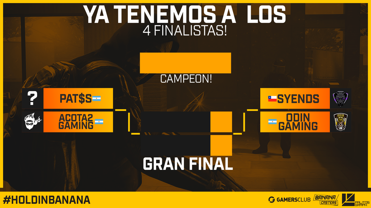 BananaCasters's tweet photo. #BananaTournament by @Samiladormilona 

Y ya están los mejores 4 equipos del torneo!
Los esperamos mañana a las 14hs para disfrutar el ultimo tramo de la Banana Tournament!

Se enfrentan:
#Patss vs @AcotadosG 
@SyendsE vs @OdinGamingok https://t.co/5jlEUkkBkW