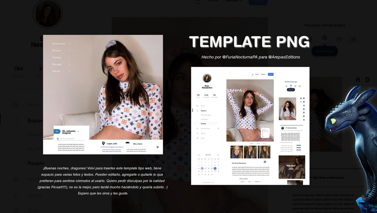 🐭 | TEMPLATE PNG 

¡Buenas noches, dragones! Regresé y conmigo traje esta nueva idea para ustedes, espero que les guste. Pueden editarlo a su gusto, el ejemplo es solo una guía.

• Hecho por: <a href="/FuriaNocturnaPA/">Scar.</a>
• Info en la imagen
• Link: drive.google.com/folderview?id=…
