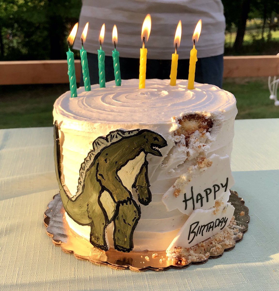 ThisNYerTweets's tweet photo. That day that comes around once a year arrived. I made the most of it and enjoyed it all the way down to the cake. #birthday #godzillacake https://t.co/Jx75c8OUce