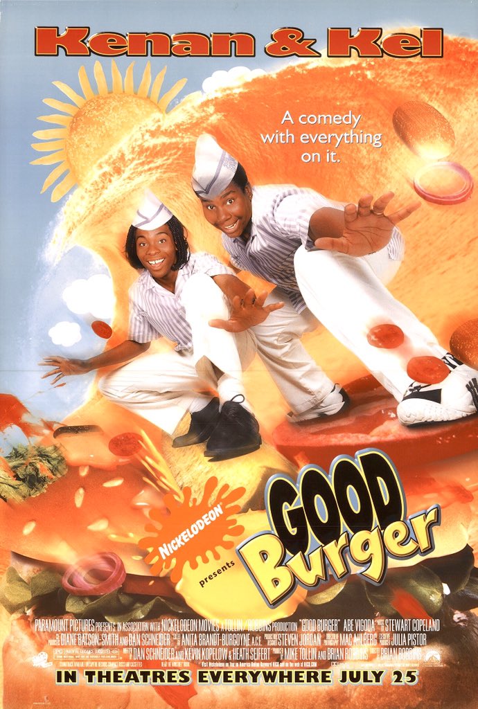 FilmNewsNos's tweet photo. 🎬MOVIE HISTORY: 23 years ago today, July 25, 1997 the movie ‘Good Burger’ opened in theaters!
#KenanThompson #KelMitchell #AbeVigoda #JanSchweiterman #Sinbad #SharJackson #DanSchneider #RonLester #LoriBethDenberg #JoshServer @lindacardellini #Shaq #CarmenElectra @marqueshouston https://t.co/qBwHkOpzxa