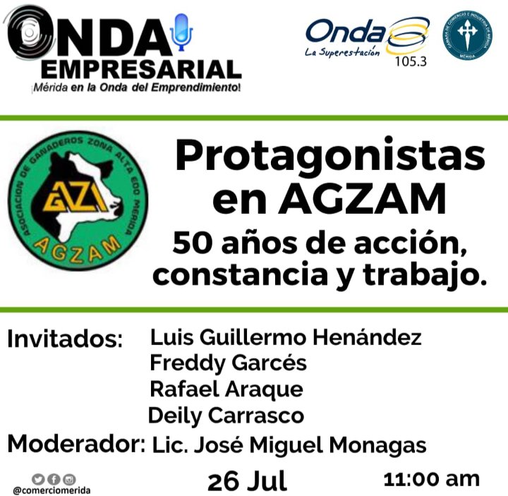 fedecamarasmrd's tweet photo. Te invitamos a escuchar mañana domingo 26 Julio ONDA 105.3 FM hora 11 am ONDA EMPRESARIAL Programa de la cámara de comercio e industria del estado Merida en homenaje a AGZAM en su 50 aniversario https://t.co/IdZKmoRqNn