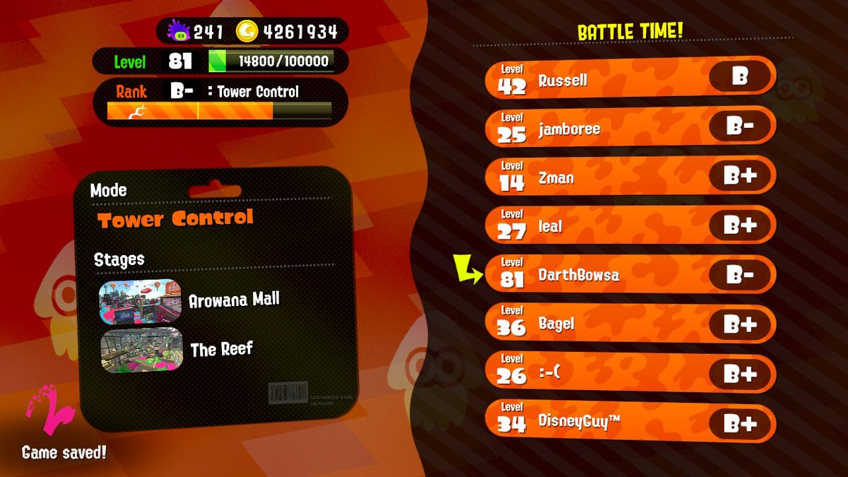 DarthBowser66's tweet photo. Hey @Proton_Jon and @Lucahjin I see someone's been playing Splatoon 2 while you weren't looking! https://t.co/53YANaOkV6